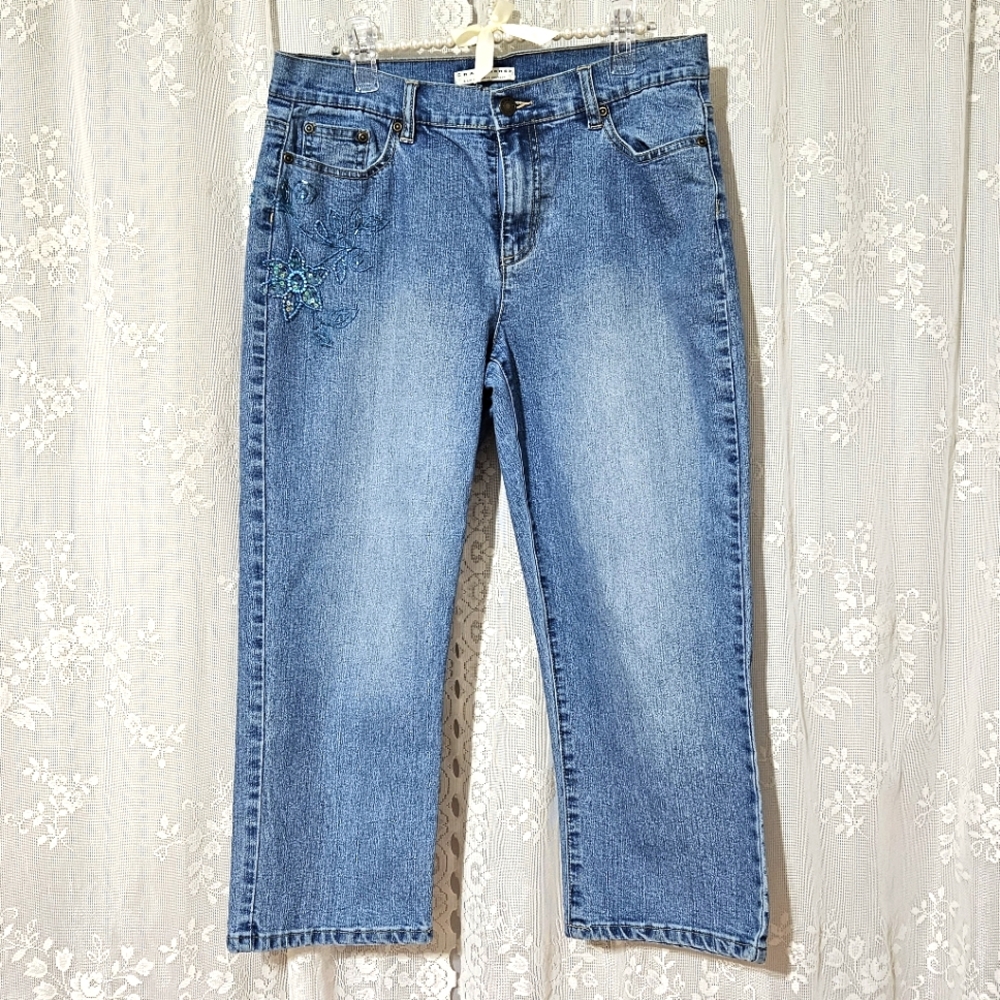 Crazy Horse By Liz Claiborne - Vintage Crop Denim With Embellishments